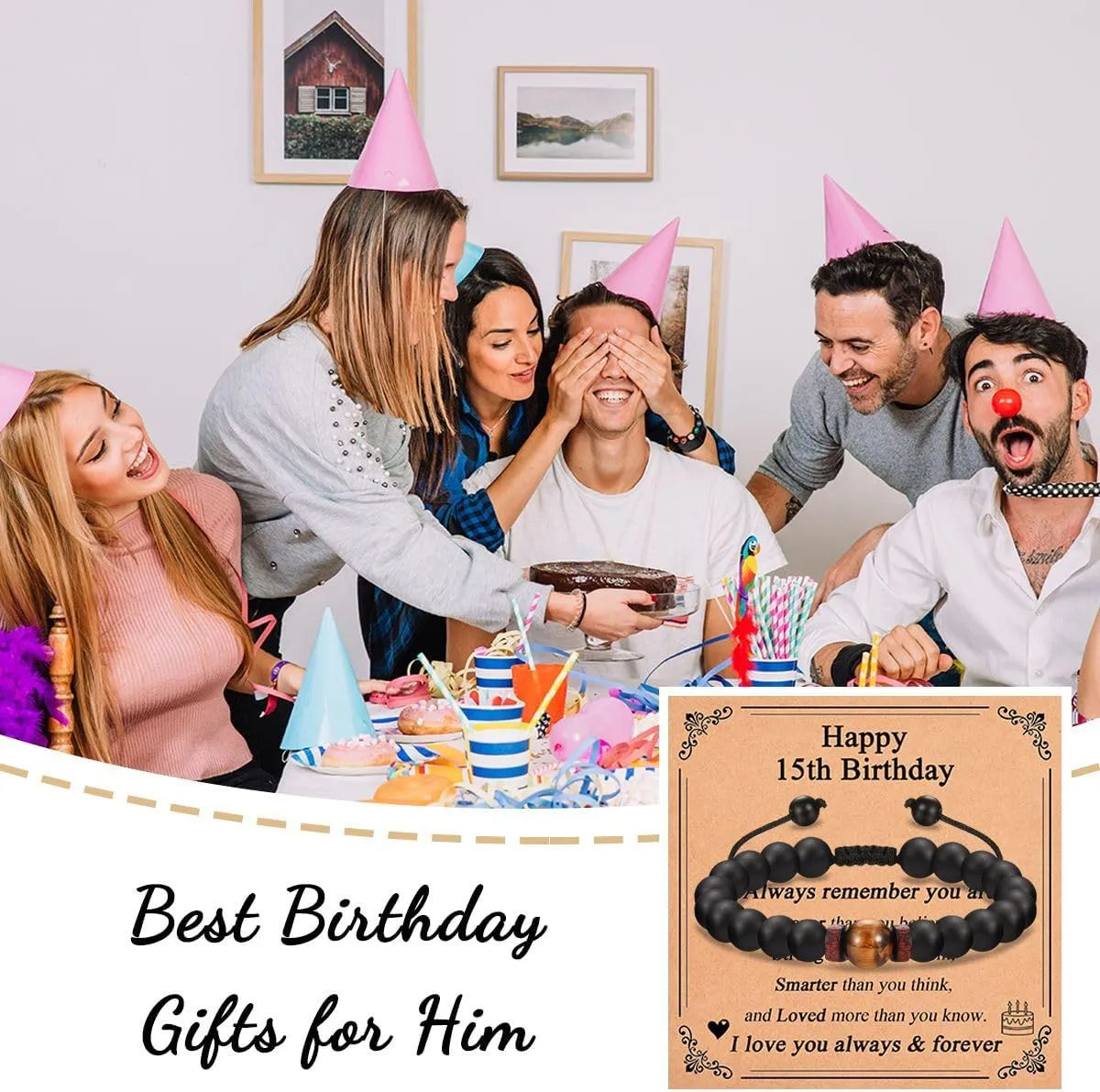 10-21 Years Old Boy Birthday Gifts, Beaded Bracelets Gifts for Son Grandson Nephew Brother Friends with Happy 10th-21st Birthday Card