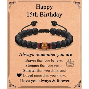 10-21 Years Old Boy Birthday Gifts, Beaded Bracelets Gifts for Son Grandson Nephew Brother Friends with Happy 10th-21st Birthday Card