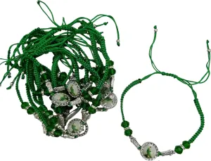 12 PCS San judas tadeo Bracelet Handmade Medal Adjustable String Green Rope Bracelets Religious Prayer Jewelry Gift For Women Men Girls - Green