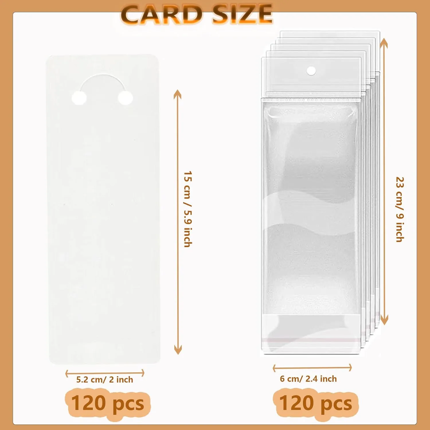 120 Set Keychain Display Card with Self-Sealing Bags, Keychain Packaging Keyring Jewelry Holder Display (White 5.9X2inch)