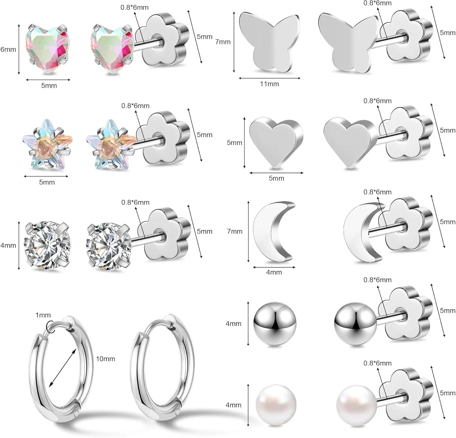 14K Gold Plated Hoop Earrings Dainty Gold Flat Back Earring for Women Chunky Hoops Hypoallergenic Cartilage Pearl Stud for Women Jewelry Gift
