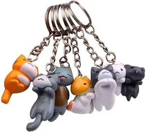 1Pc Random pattern Kitten Key Chain Couple Gift Fashion Lucky Cat Keychain Random Pendent Charm PVC Key Ring Cartoon Bag Pendant, Car Keychains, Car Accessories