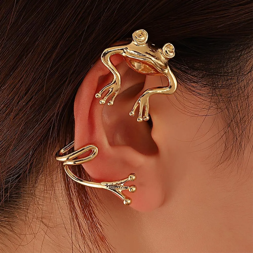 1PCS Punk Big Frog Ear Cuffs Earrings Cute Animal Frog Shaped Earrings Retro Gothic Climber Earrings No Piercing Ear Cartilage Wrap Cuff Earrings for Teen Girls Earrings Jewelry for Women