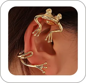 1PCS Punk Big Frog Ear Cuffs Earrings Cute Animal Frog Shaped Earrings Retro Gothic Climber Earrings No Piercing Ear Cartilage Wrap Cuff Earrings for Teen Girls Earrings Jewelry for Women