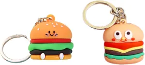 2 Pcs Pizza Hamburg Keychains Food Keychain Assorted Colors Pizza Party Supplies