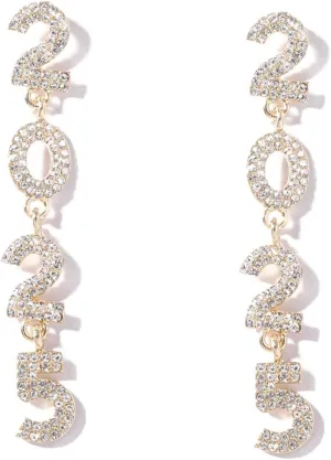 2025 New Year Crystal Rhinestone Drop Dangle Earrings Imitation Pearl for Women Jewelry Colorful Luxury Beaded Long Earrings for Party Letters Y2K