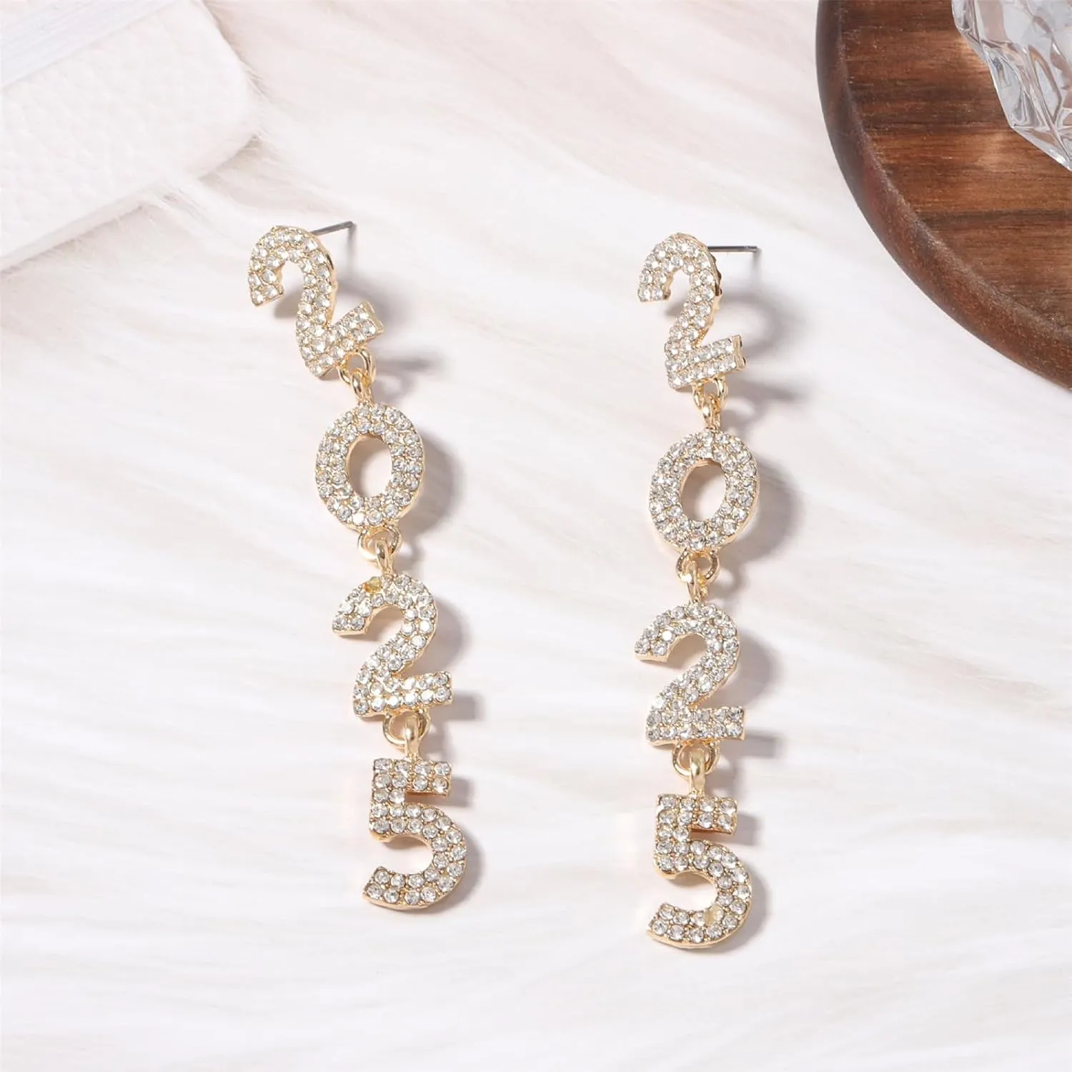 2025 New Year Crystal Rhinestone Drop Dangle Earrings Imitation Pearl for Women Jewelry Colorful Luxury Beaded Long Earrings for Party Letters Y2K