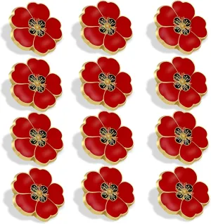 2/20/50/100Pcs Memorial Day Veterans day Flower Enamel Lapel Pin 1, Souvenir For Men Women Clothes Bags Hats