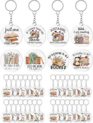 24 Pcs Book Club Gifts Book Lovers Acrylic Keychains for Book Lovers Librarian Bookish Group Club Gifts