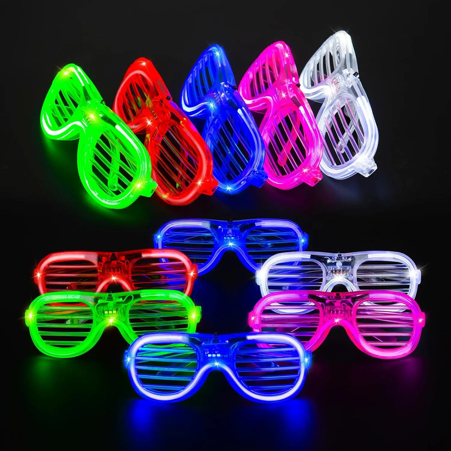 25 Packs LED Glasses 5 Neon Colors glow in the dark party supplies Favor for Kids Adult Glow sticks Light Up Glasses fit Holiday Birthday Valentine's Day and Halloween Party Supplies Cosplay Christmas
