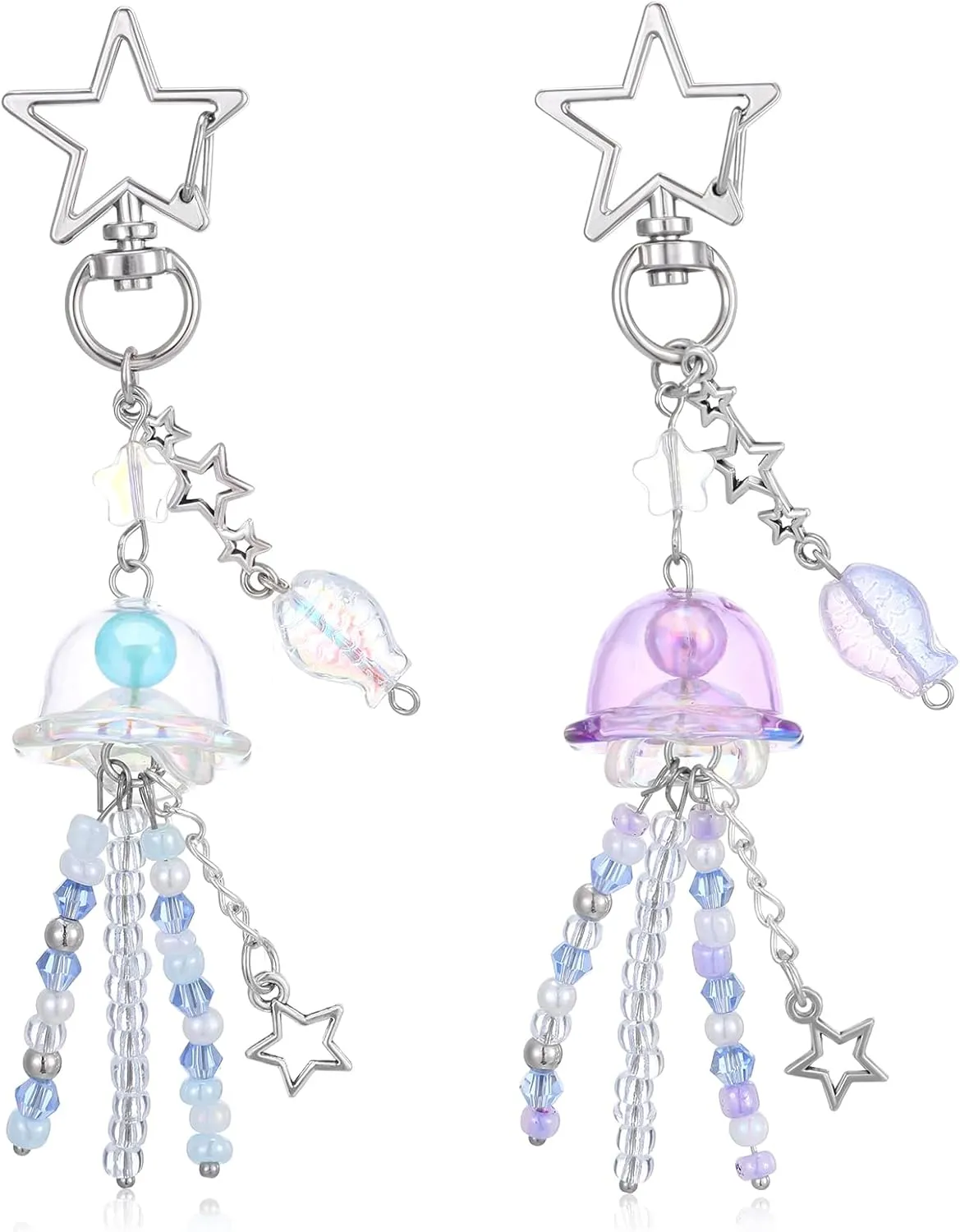 2Pcs Acrylic Y2K Keychain 4.7 Inch Cute Jellyfish Keychain for Bags Camera Card Holder Wallet Luggage