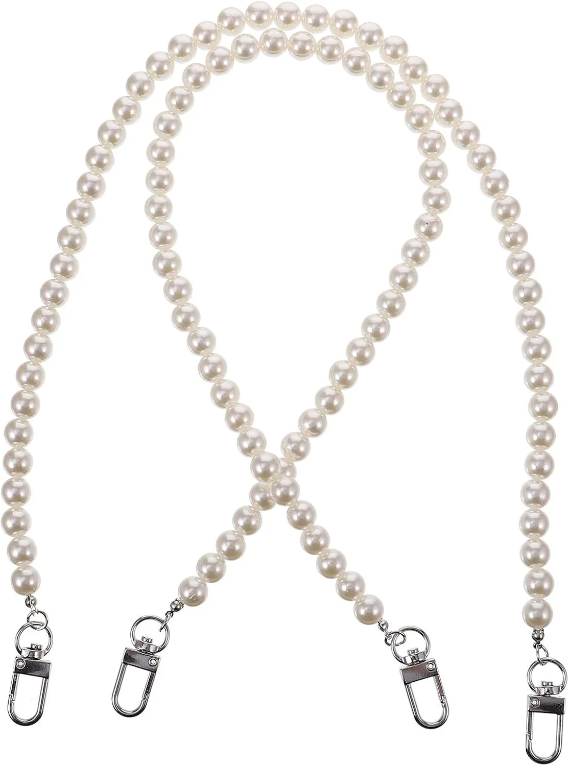 2pcs Metal Pearl Waist Chain for Jeans, Pants, and Bags, Vintage Geometric Design with Buckle for Punk, Hip-Hop, and Casual Styles