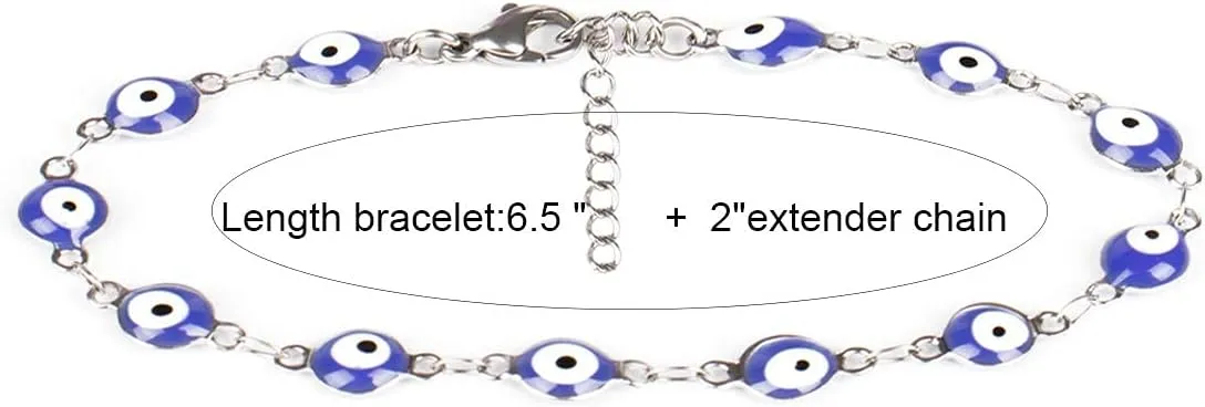 3 Pcs Evil Eye Bracelets for Women Men 18K Gold Plated Stainless Steel Handmade Adjustable Amulet Evil Eyes Jewelry for Family Best Friends