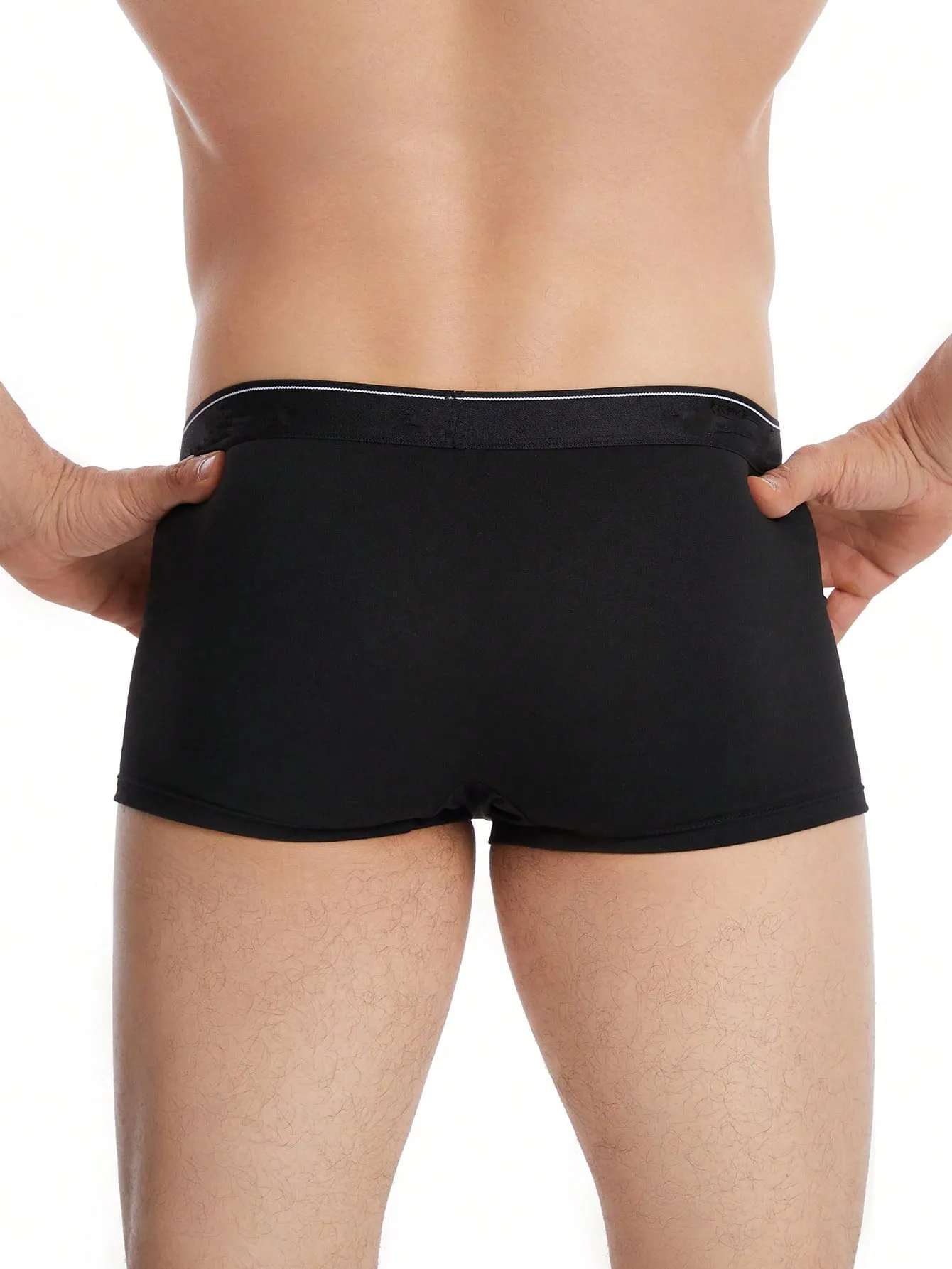 3pcs Men's Breathable Mid-Rise Solid Color Boxer Briefs
