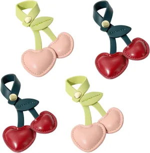 4 PCS Cherry Keychain Bag Charm Cherry Purse Keychain Pendant Leather Bags Accessories for Women Girls Handbag