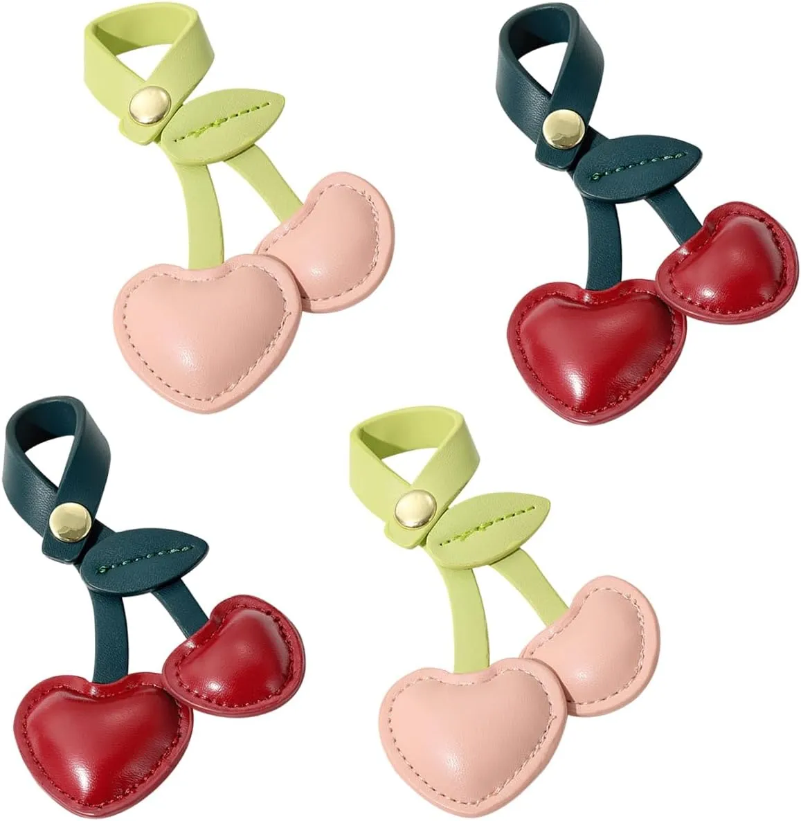4 PCS Cherry Keychain Bag Charm Cherry Purse Keychain Pendant Leather Bags Accessories for Women Girls Handbag