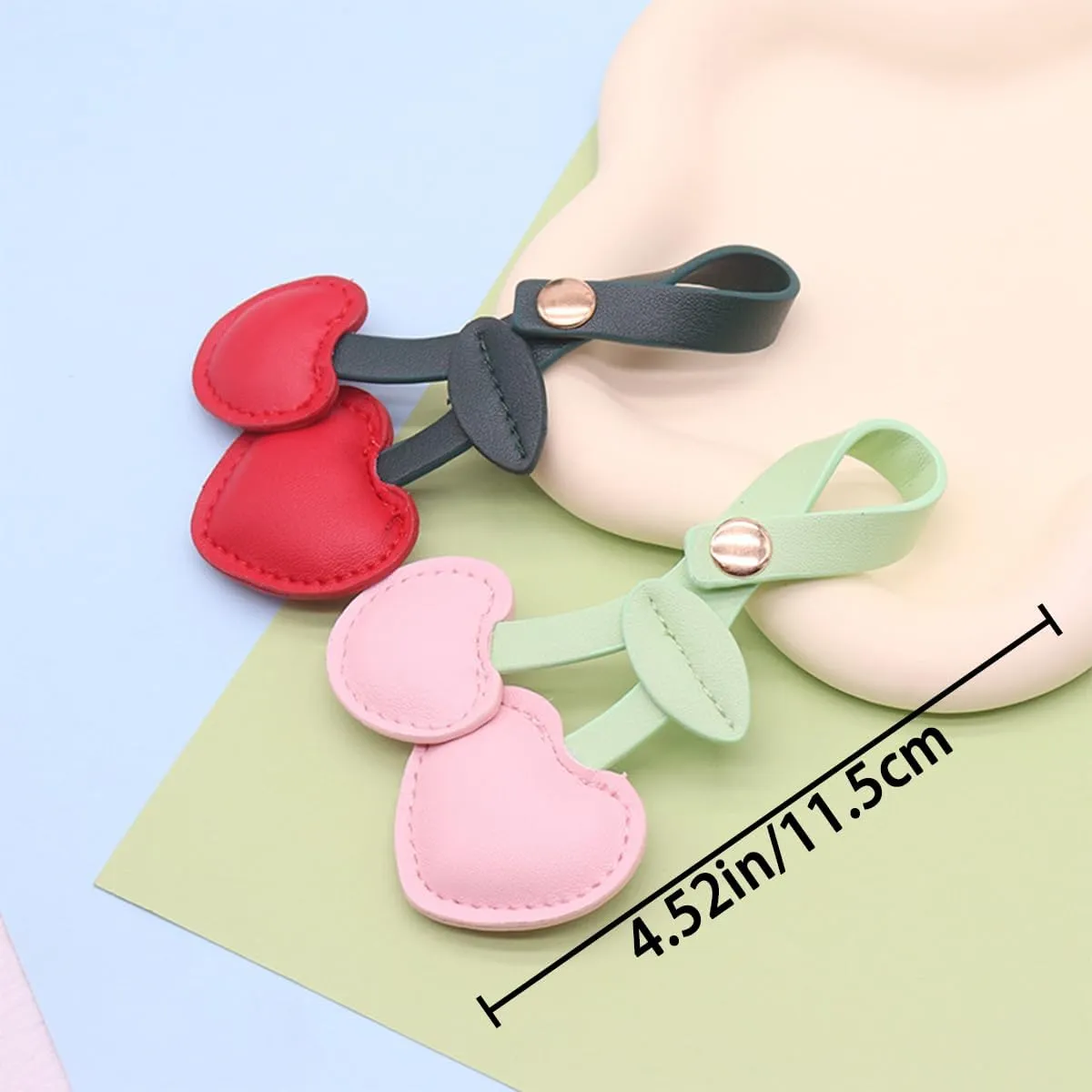 4 PCS Cherry Keychain Bag Charm Cherry Purse Keychain Pendant Leather Bags Accessories for Women Girls Handbag