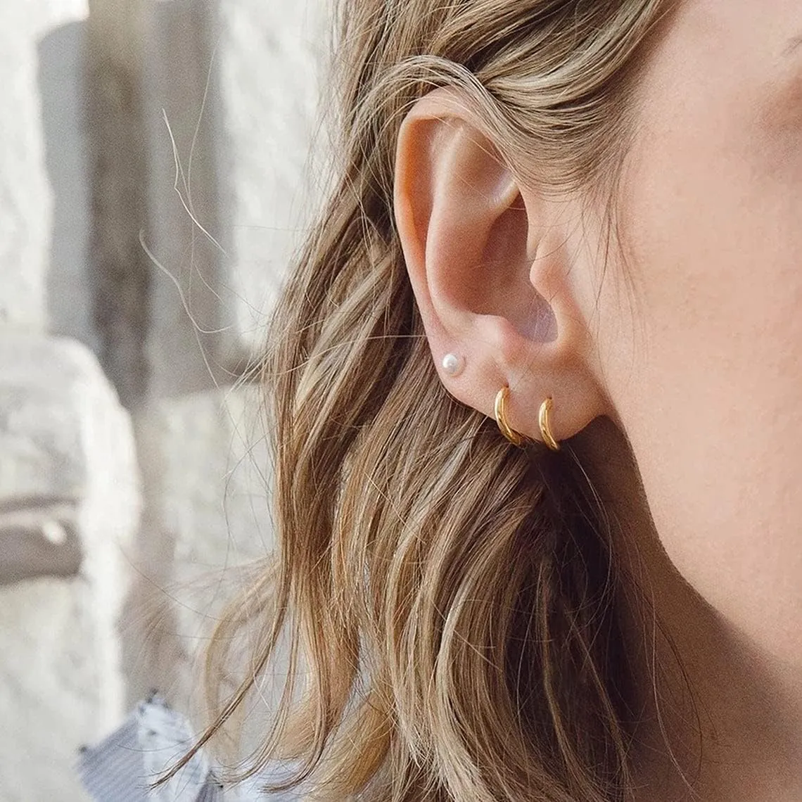 5-10 Pairs Small Gold Silver Hoop Earrings for Women, Stainless Steel Earrings Set Mens Lightweight Thin Hypoallergenic Nickel Free Small Earings