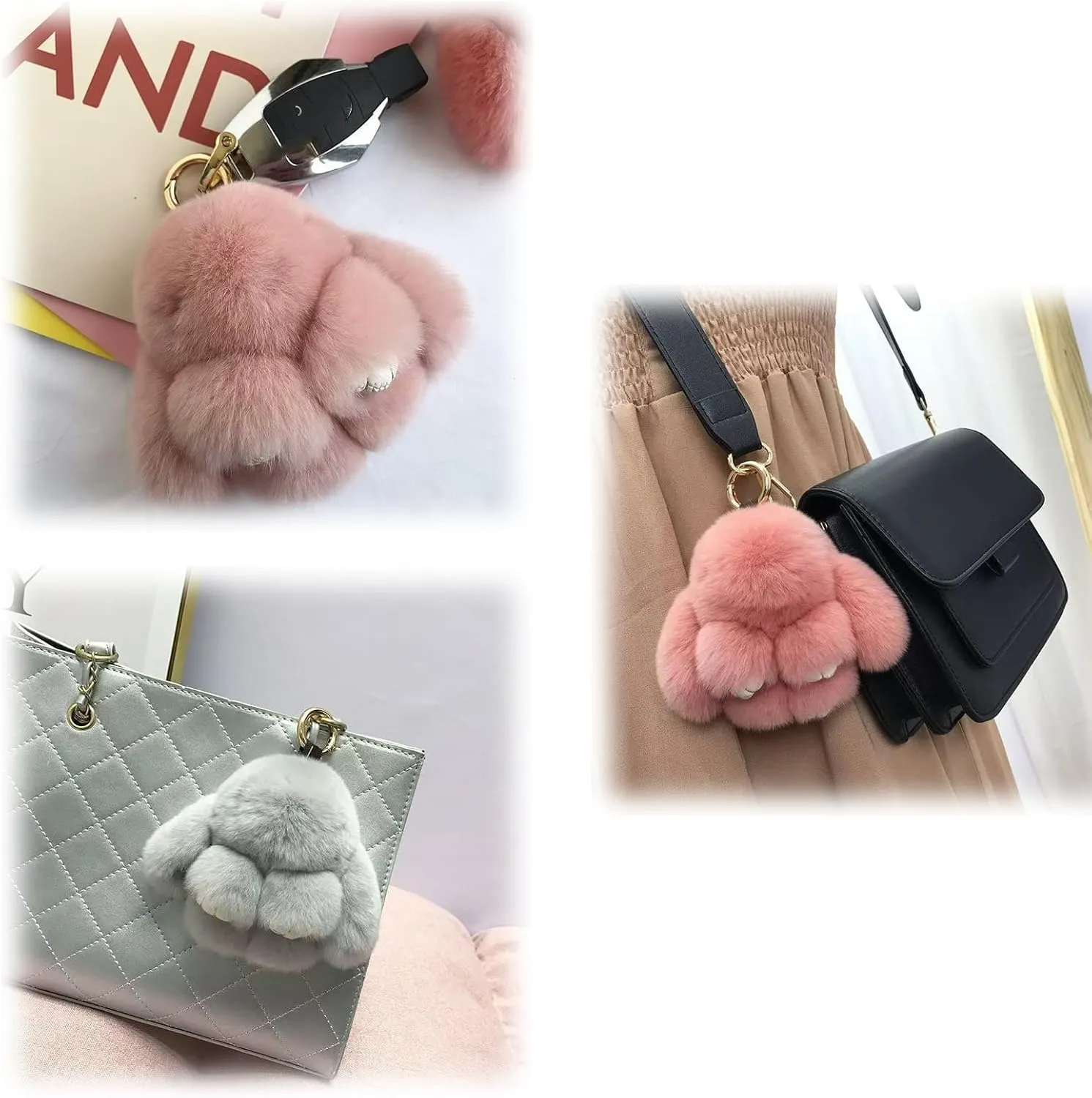 5.9in Bunny Lulu Cute Bunny Keychain Plush Home Decoration Handmade Soft Bunny for Bags,Keys,Backpacks,Holiday