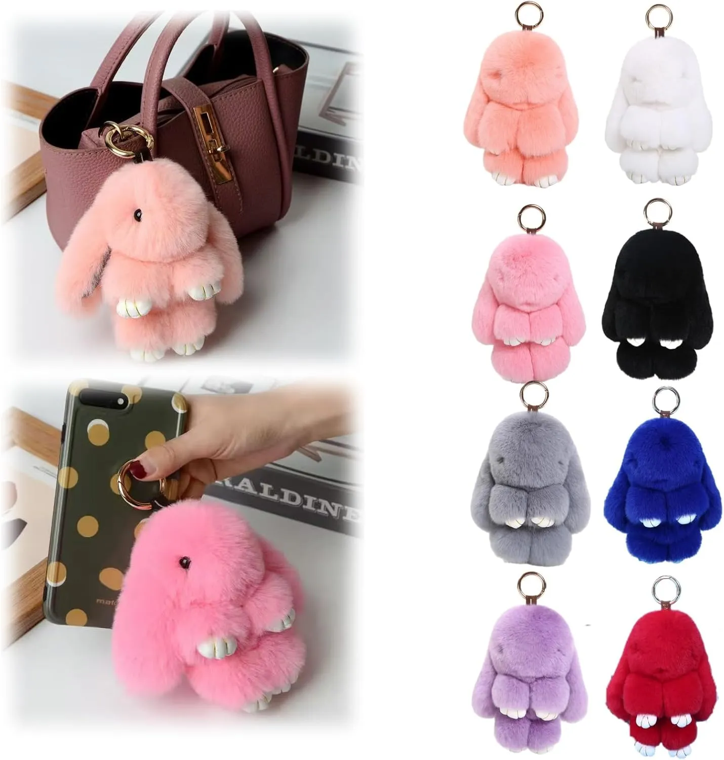 5.9in Bunny Lulu Cute Bunny Keychain Plush Home Decoration Handmade Soft Bunny for Bags,Keys,Backpacks,Holiday