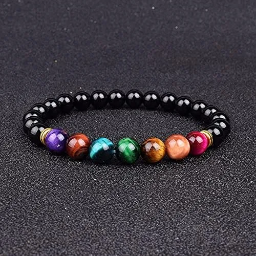 5a Tiger Eye Bracelets Men 7 Chakra Healing Balance Beads Bracelet for Women Reiki Prayer Tiger Eye Stone Yoga Bracelet