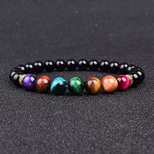 5a Tiger Eye Bracelets Men 7 Chakra Healing Balance Beads Bracelet for Women Reiki Prayer Tiger Eye Stone Yoga Bracelet