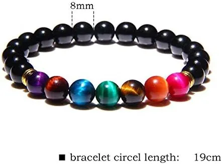 5a Tiger Eye Bracelets Men 7 Chakra Healing Balance Beads Bracelet for Women Reiki Prayer Tiger Eye Stone Yoga Bracelet
