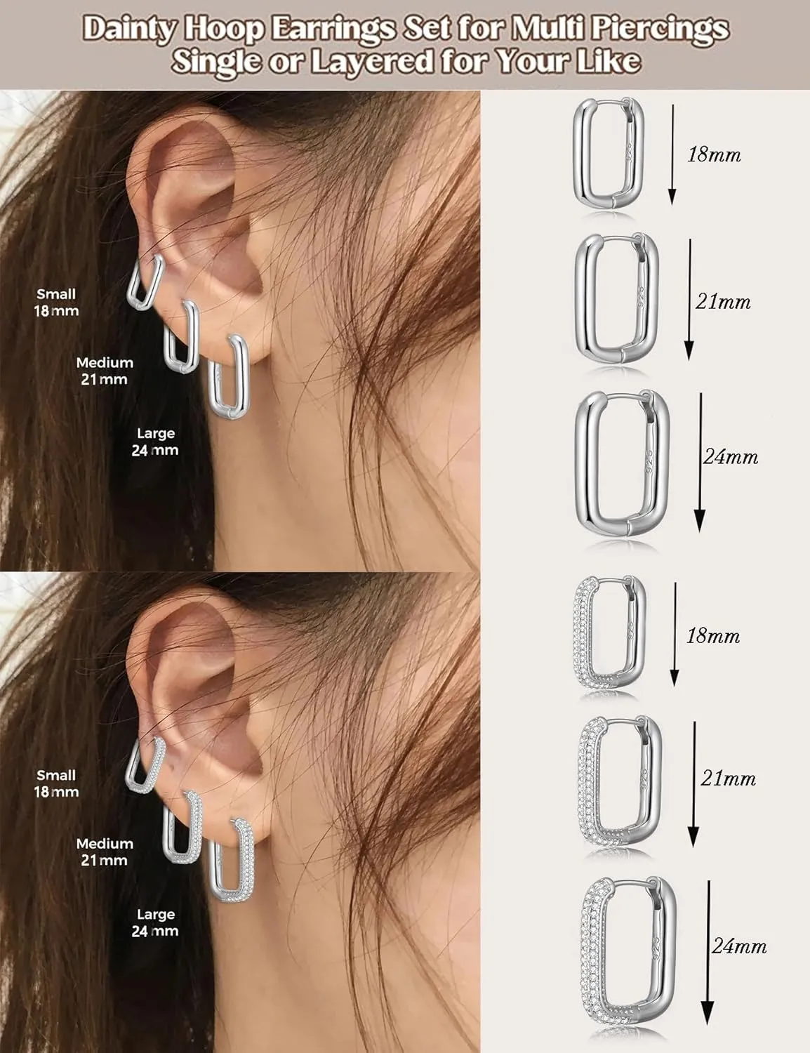 6 Pairs Chunky Small Gold Hoop Earrings Set for Women Men 14K Gold Plated Dainty Hypoallergenic Cz Diamond Hoops Huggie Earring Stack for Mutliple Piercing Ear Cuff Cartilage Earrings Jewelry Gifts