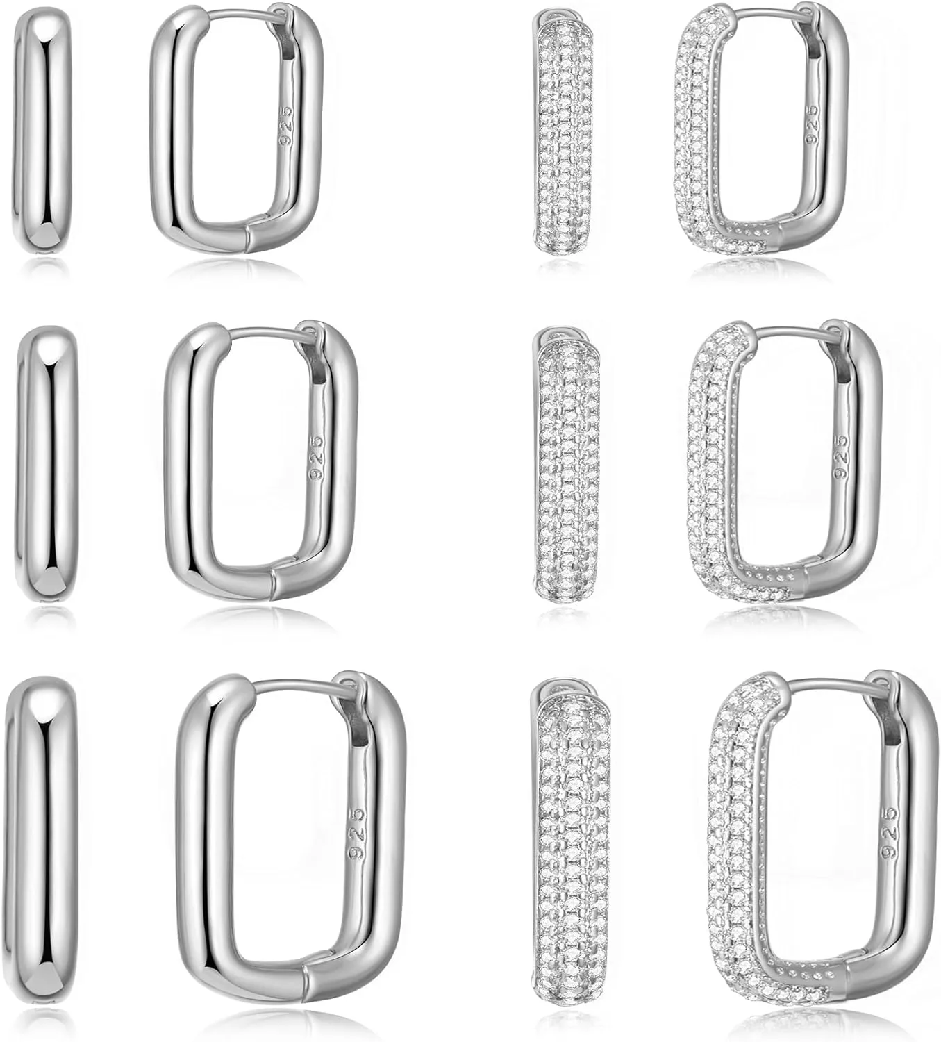 6 Pairs Chunky Small Gold Hoop Earrings Set for Women Men 14K Gold Plated Dainty Hypoallergenic Cz Diamond Hoops Huggie Earring Stack for Mutliple Piercing Ear Cuff Cartilage Earrings Jewelry Gifts