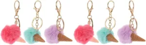 6 Pcs Ice Cream Keychain Adorable Plush Keychain Ice Cream Pom Pom Keychain Plush Bag Pendant Kids Keychain Car Keychains Key Chain Pendant Miss Charm Imitation Rex Rabbit Fur Cone