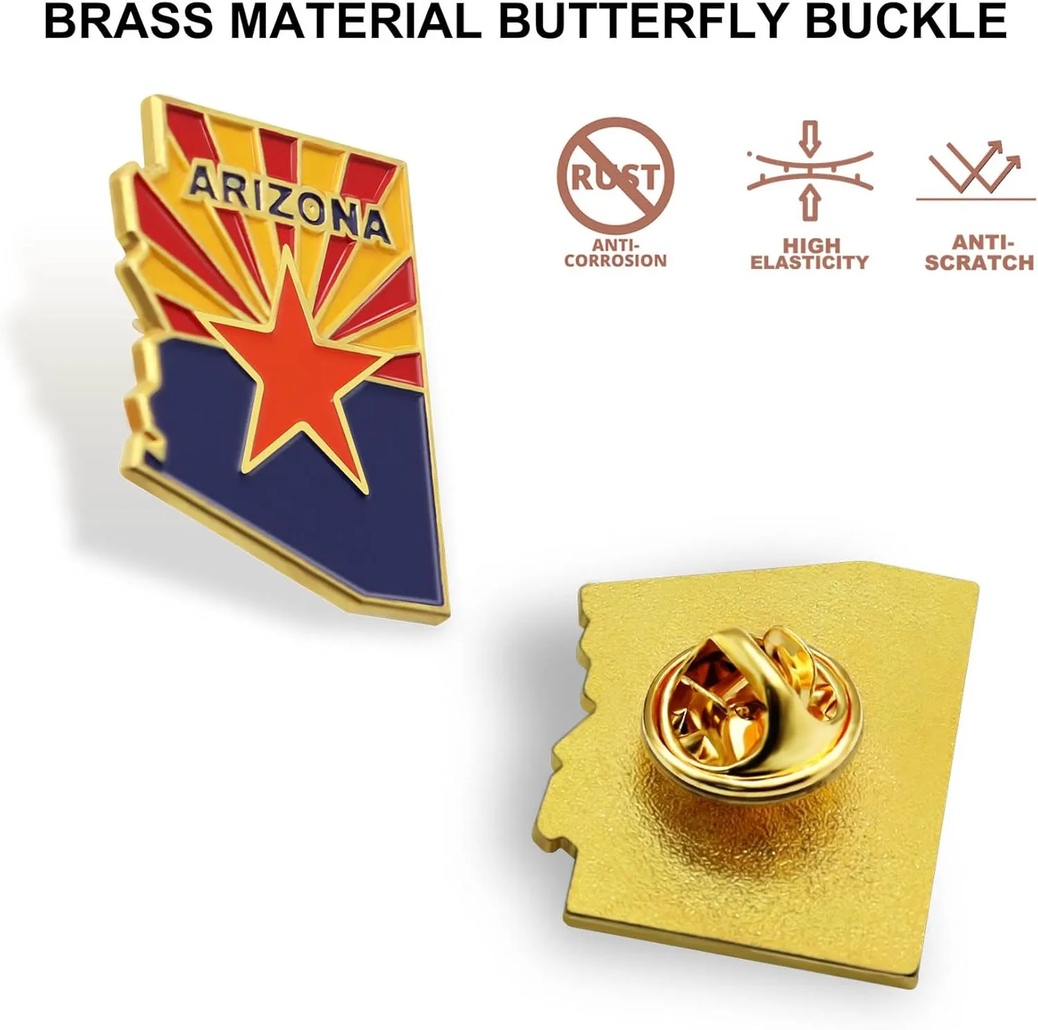 6/12/50/100Pcs Arizona Lapel Pins Bulk - Metal AZ Souvenir for Men Women Clothes Bags Hats Easter Day