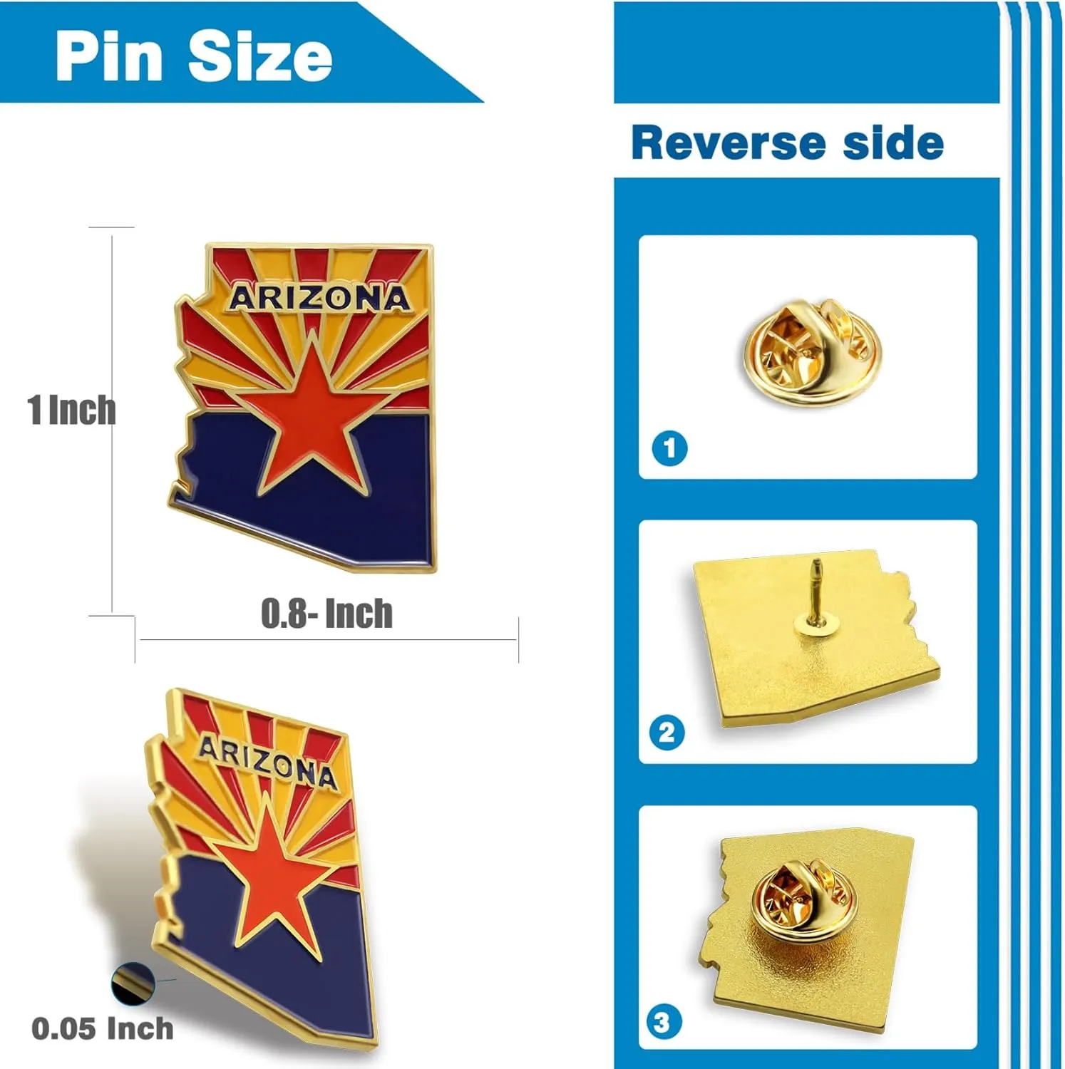 6/12/50/100Pcs Arizona Lapel Pins Bulk - Metal AZ Souvenir for Men Women Clothes Bags Hats Easter Day