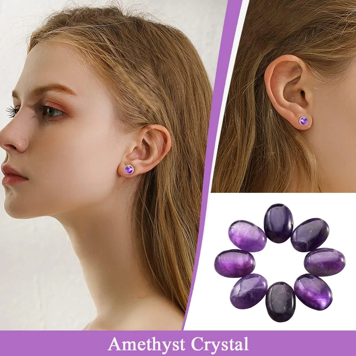 6MM Round Crystal Stud Earrings 925 Sterling Silver Faith Hope Love Earrings Reiki Energy Stone Jewelry Gifts for Women