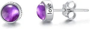 6MM Round Crystal Stud Earrings 925 Sterling Silver Faith Hope Love Earrings Reiki Energy Stone Jewelry Gifts for Women