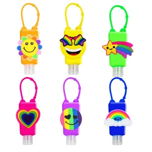 6Pcs Travel Size Kids Empty Hand Sanitizer Bottles with Keychain Holder Detachable Silicone Protective Case 30ml Plastic Travel Bottles Leak Proof Refillable Containers - Rainbow