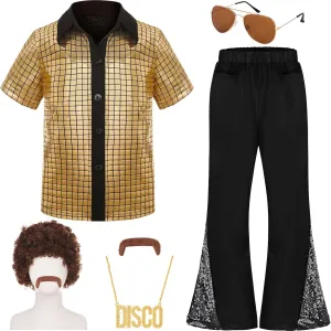 70s Outfits for Boys Kids Disco Costume Halloween Party Dress Up