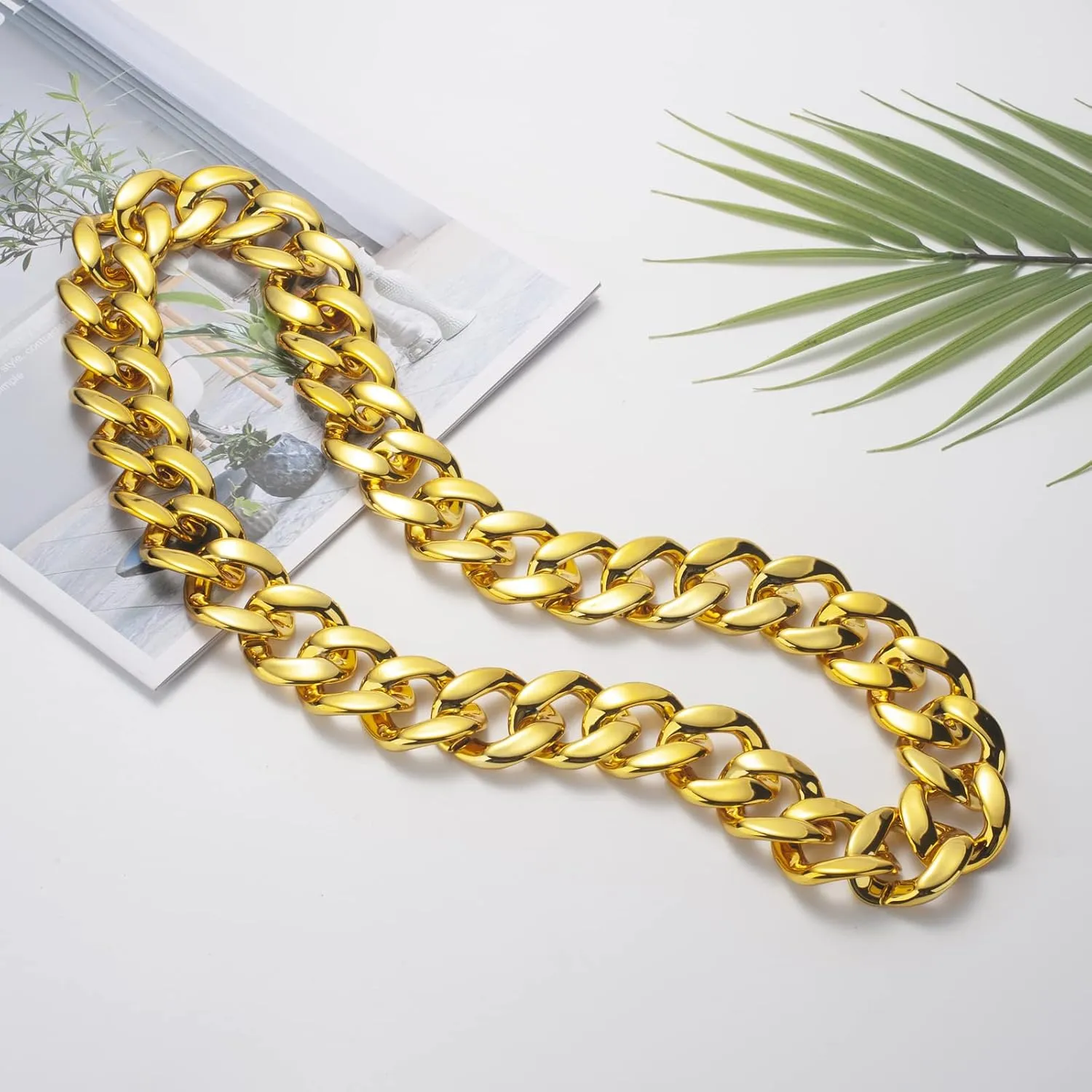 80s 90s Hip Hop Costume Jewelry Gold Chain for Women Men Gold Chain Rapper Sunglasses Necklace Costume Accessory