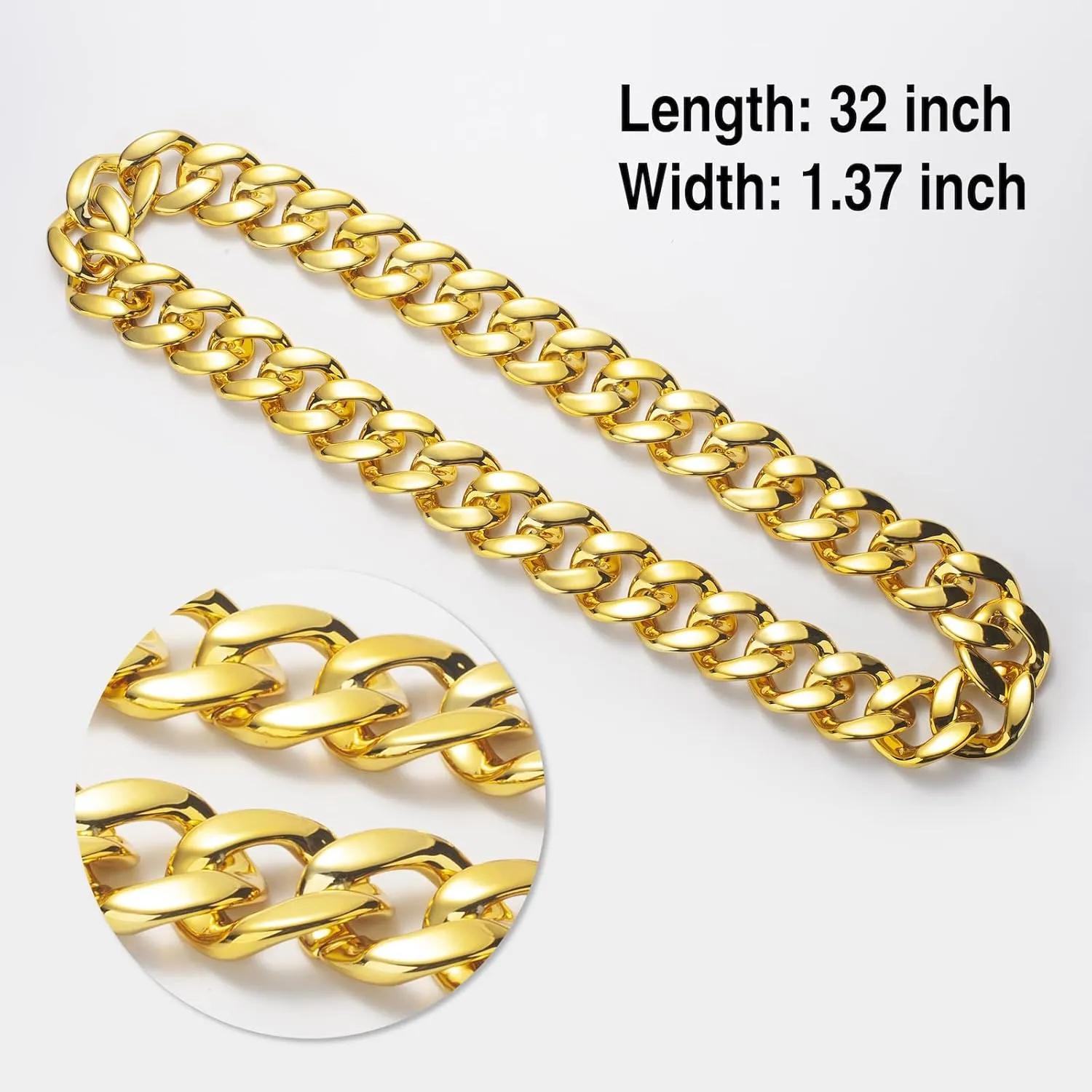 80s 90s Hip Hop Costume Jewelry Gold Chain for Women Men Gold Chain Rapper Sunglasses Necklace Costume Accessory