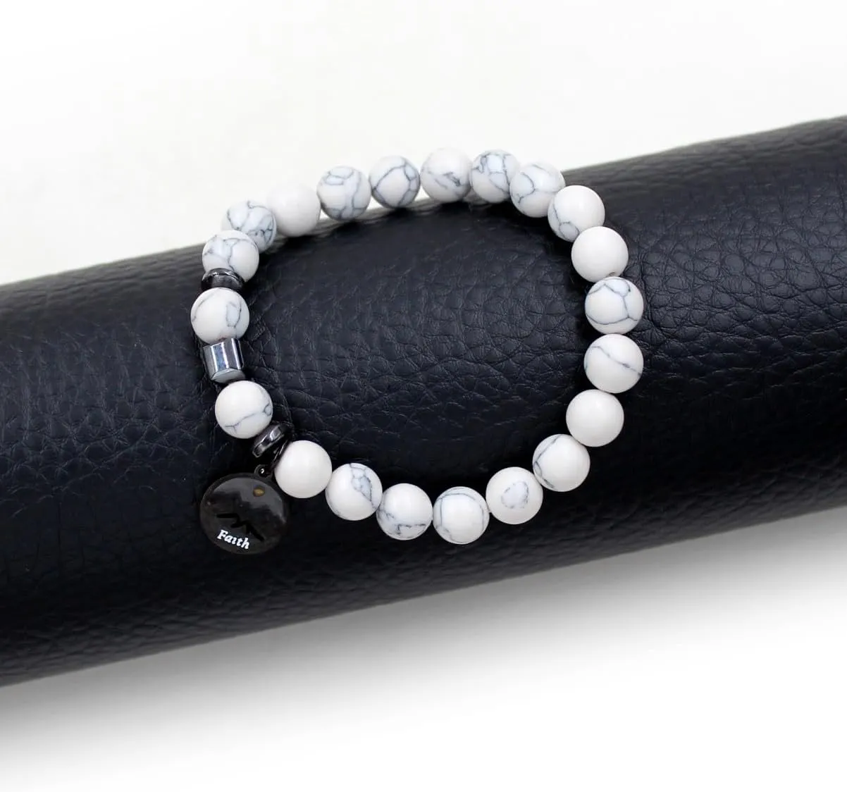 8mm Natural Stone Beaded Bracelet Inspirational Jewelry | Black Faith Mountain Mustard Seed Round Charms Bracelets for Women and Men Y4107