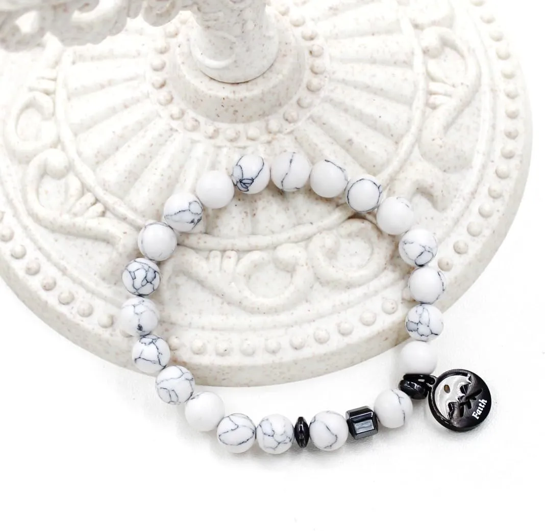 8mm Natural Stone Beaded Bracelet Inspirational Jewelry | Black Faith Mountain Mustard Seed Round Charms Bracelets for Women and Men Y4107