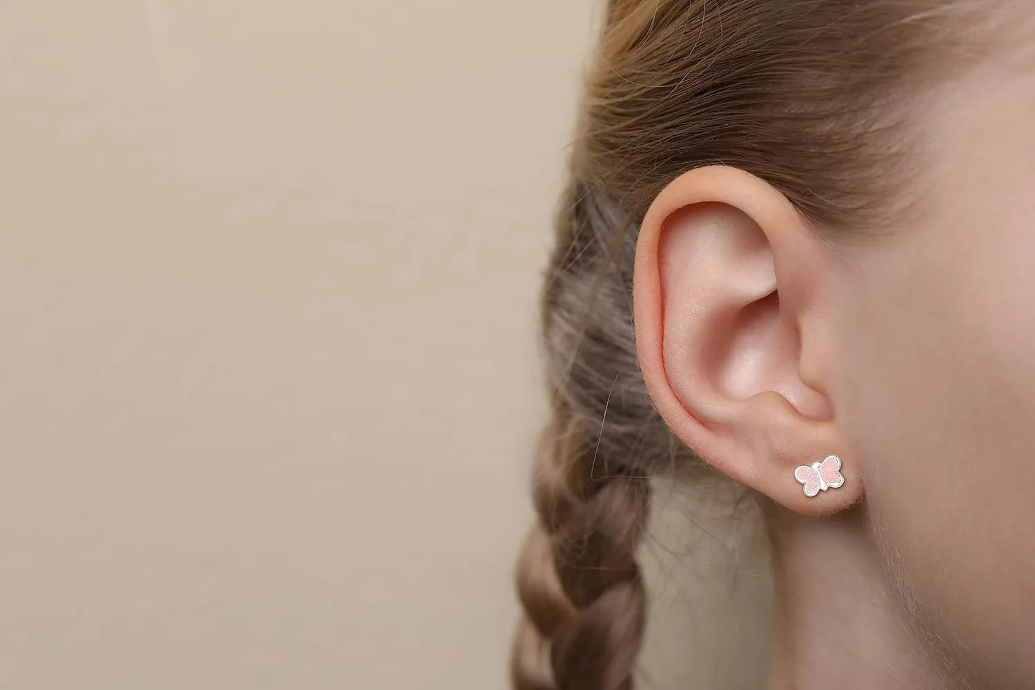 925 Sterling Silver Children's Epoxy Butterfly Stud Earrings