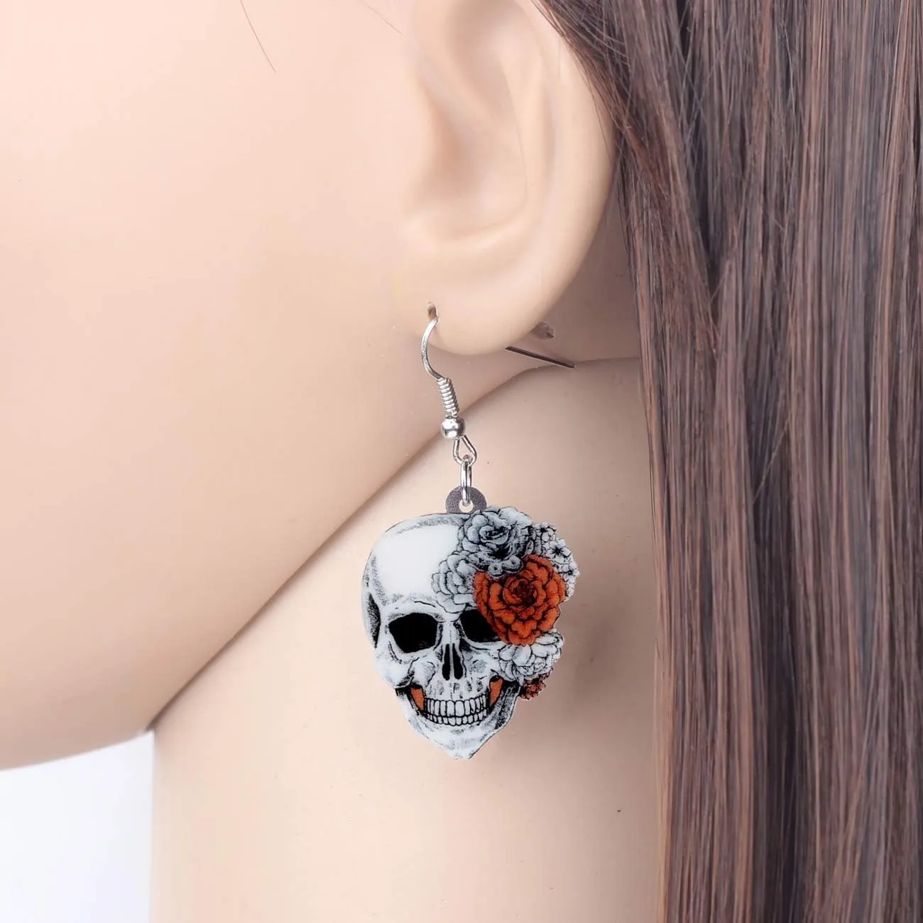 Acrylic Cute Halloween Sugar Skull Earrings Hanging Jewelry Day of the Dead Decor Gifts for Women