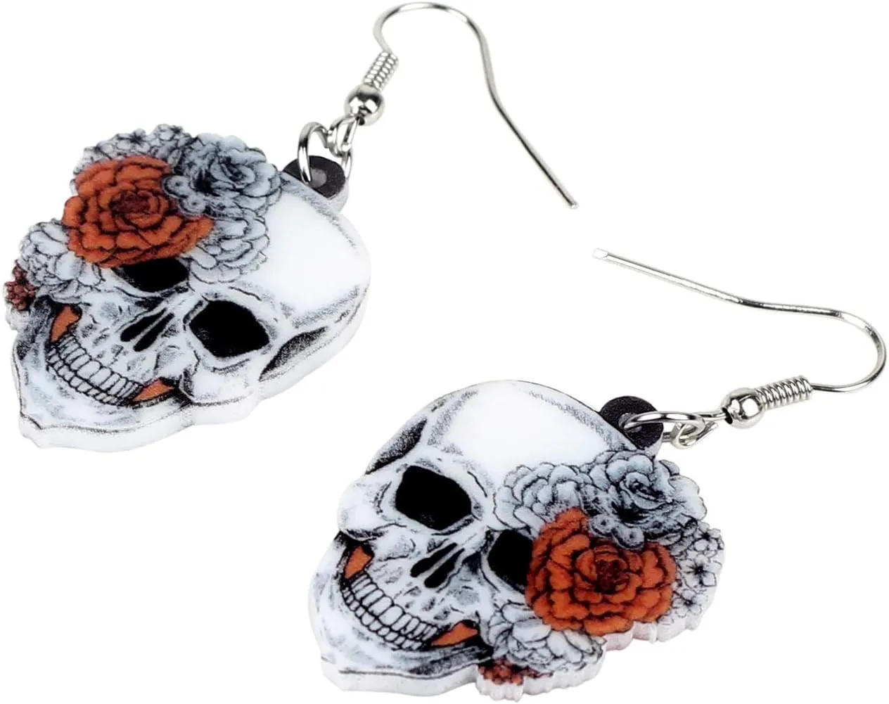 Acrylic Cute Halloween Sugar Skull Earrings Hanging Jewelry Day of the Dead Decor Gifts for Women