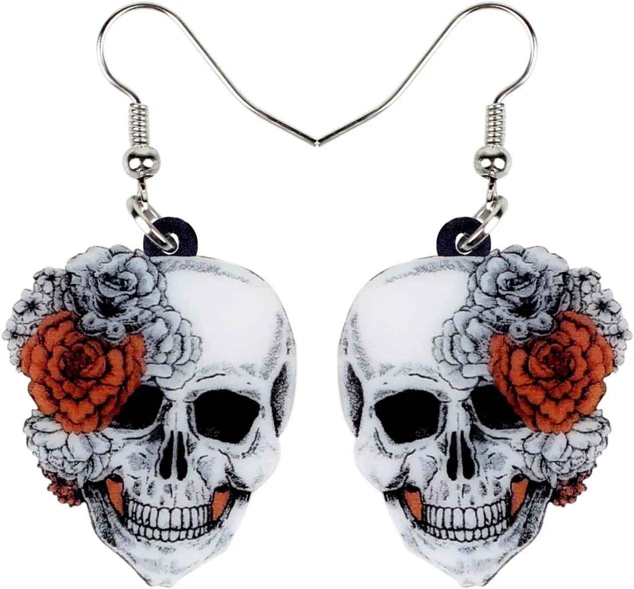 Acrylic Cute Halloween Sugar Skull Earrings Hanging Jewelry Day of the Dead Decor Gifts for Women
