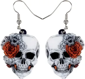 Acrylic Cute Halloween Sugar Skull Earrings Hanging Jewelry Day of the Dead Decor Gifts for Women