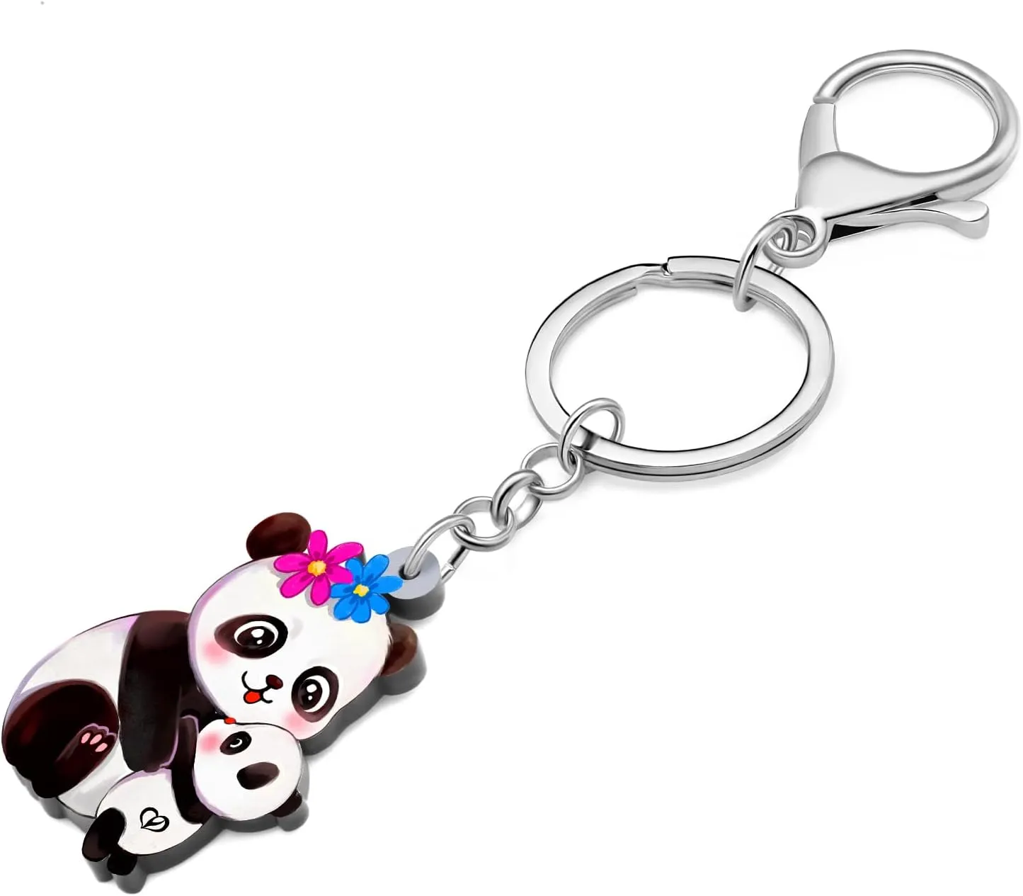 Acrylic Cute Panda Charm for Women Girls Halloween Panda Keychain Key Ring Gifts for Car Purse Bags Keys Accessories