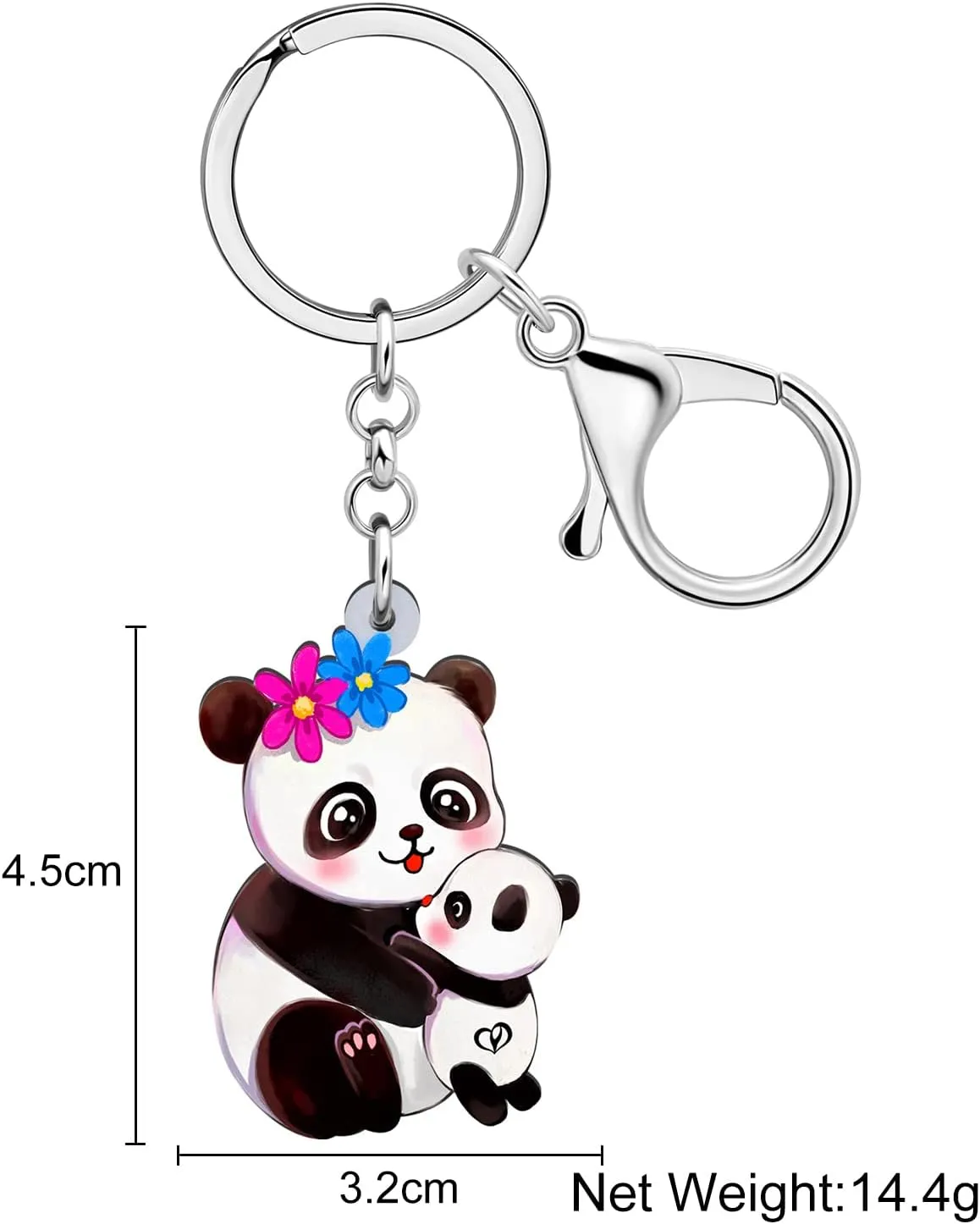 Acrylic Cute Panda Charm for Women Girls Halloween Panda Keychain Key Ring Gifts for Car Purse Bags Keys Accessories