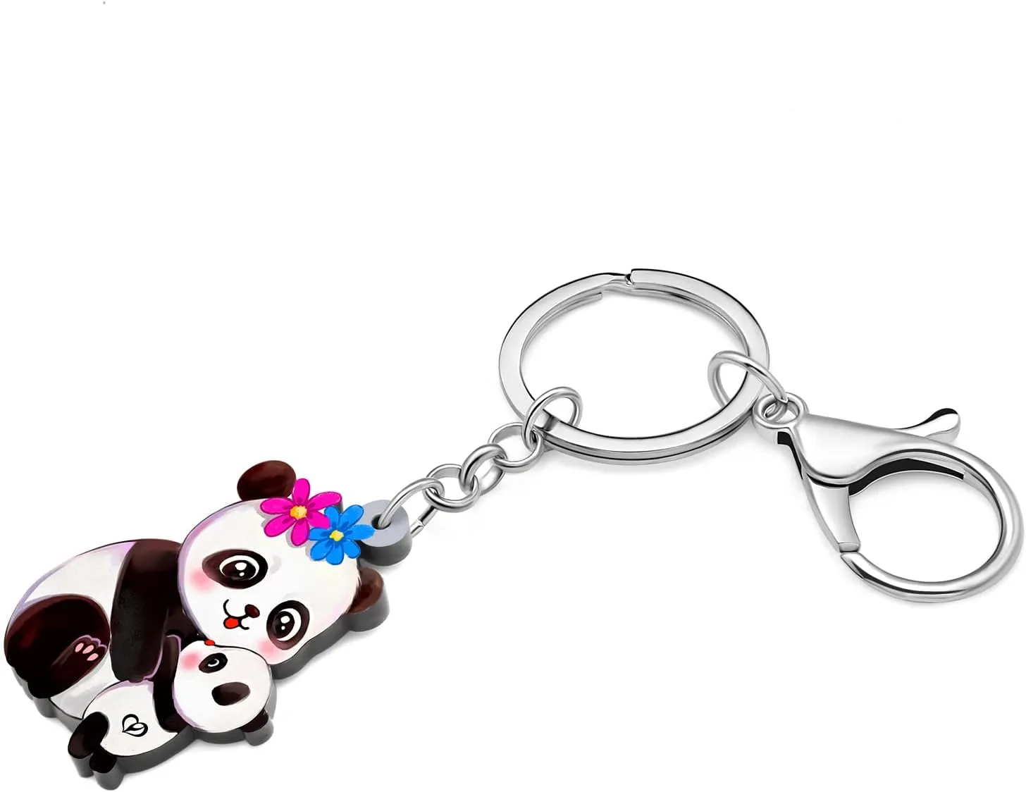 Acrylic Cute Panda Charm for Women Girls Halloween Panda Keychain Key Ring Gifts for Car Purse Bags Keys Accessories