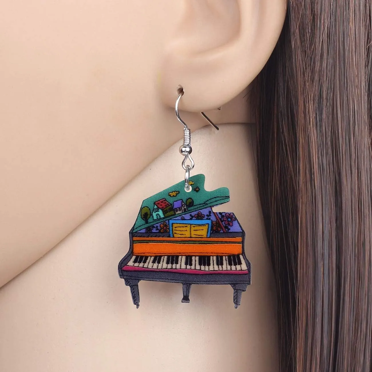 Acrylic Piano Earrings Dangle Statement Musical Jewelry Music Teacher Appreciation Gifts for Women Music Lovers