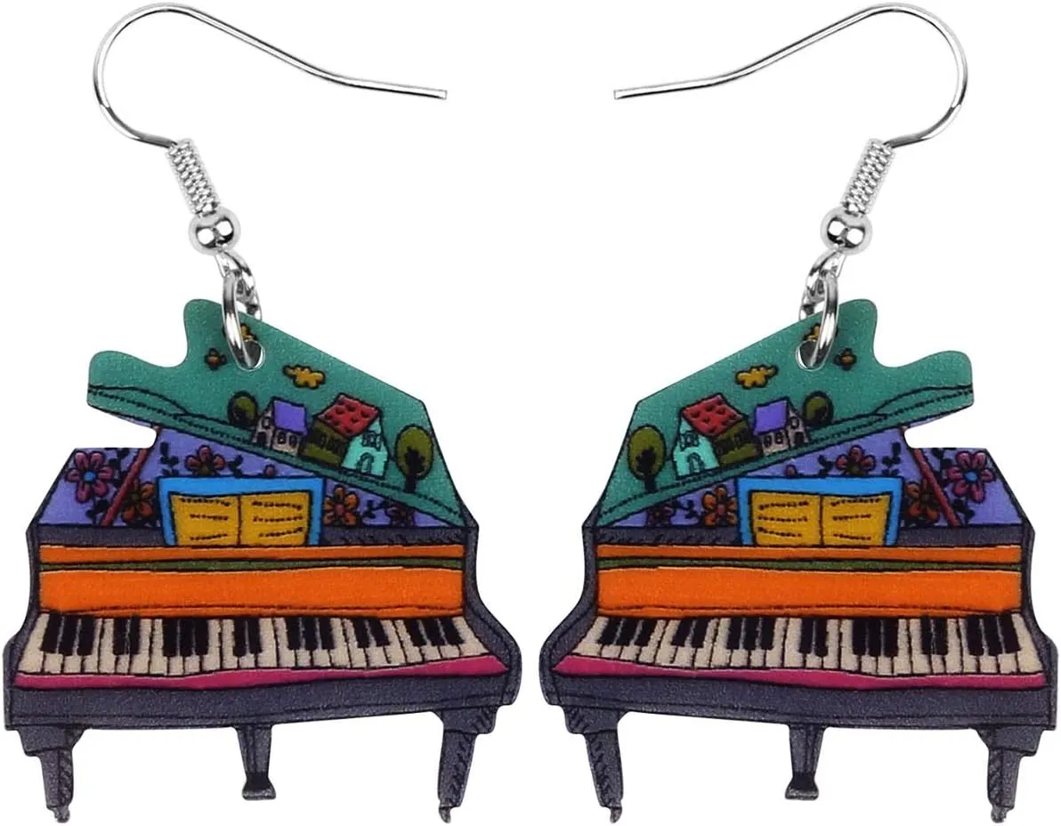 Acrylic Piano Earrings Dangle Statement Musical Jewelry Music Teacher Appreciation Gifts for Women Music Lovers